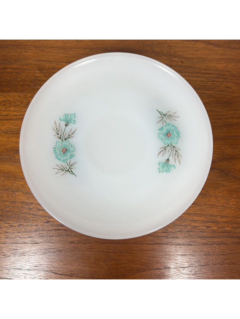 Lot Of 6 Vintage Fire King Bonnie Blue Carnation Flowers Saucers Milk Glass